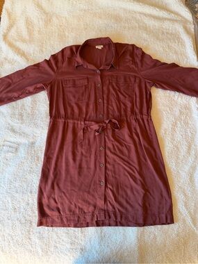Button-Front Shirt Dress Burgundy